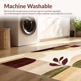 Ultra Soft Area Rug, Non Slip, Stain Resistant, Washable Area Rugs for Living Room, Bedroom, Modern Leaf Cascade Area with Earth Tone Color Blocks and Artistic Bursts(Beige)