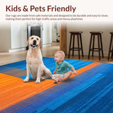 Ultra Soft Area Rug, Non Slip, Stain Resistant, Washable Area Rugs for Living Room, Bedroom, Stylish Watercolor Inspired Motif(Orange)