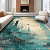 Ultra Soft Area Rug, Non Slip, Stain Resistant, Washable Area Rugs for Living Room, Bedroom, Mythical Ocean Beast Rug With Swirling Arms Design For Modern Spaces(Gray)