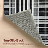 Ultra Soft Area Rug, Non Slip, Stain Resistant, Washable Area Rugs for Living Room, Bedroom, Layered Doorstep Rug with Artistic Stripe Harmony and Modern Geometric Flair(Black)