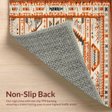 Ultra Soft Area Rug, Non Slip, Stain Resistant, Washable Area Rugs for Living Room, Bedroom, Rustic Earthy Tribal Geometry(Orange)