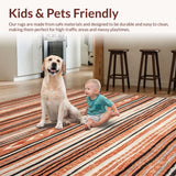 Ultra Soft Area Rug, Non Slip, Stain Resistant, Washable Area Rugs for Living Room, Bedroom, Rustic Geometric Earth Tone Elegance(Orange)