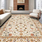 Ultra Soft Area Rug, Non Slip, Stain Resistant, Washable Area Rugs for Living Room, Bedroom, Sophisticated Neutral Botanical Print(Beige)