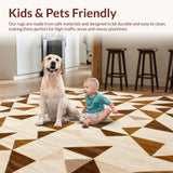 Modern Beige Runner Brown Geometric Waterproof(Beige)
