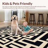 Ultra Soft Area Rug, Non Slip, Stain Resistant, Washable Area Rugs for Living Room, Bedroom, Chic Modern Greek Key Arrangement(Beige)