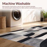 Ultra Soft Area Rug, Non Slip, Stain Resistant, Washable Area Rugs for Living Room, Bedroom, Contemporary Abstract Rug with Minimalist Shapes and Beige Linear Motifs(Gray)
