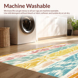 Ultra Soft Area Rug, Non Slip, Stain Resistant, Washable Area Rugs for Living Room, Bedroom, Summer Surf Spirit Area Rug Showcasing Dynamic Board Graphics and Boho Lines(Yellow)