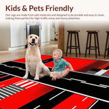 Ultra Soft Area Rug, Non Slip, Stain Resistant, Washable Area Rugs for Living Room, Bedroom, Chic Monochrome Geometric Motif(Red)