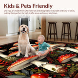 Ultra Soft Area Rug, Non Slip, Stain Resistant, Washable Area Rugs for Living Room, Bedroom, Vintage Forest Foliage Aesthetic(Red)