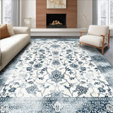 Ultra Soft Area Rug, Non Slip, Stain Resistant, Washable Area Rugs for Living Room, Bedroom, Artful Distressed Geometric Aesthetic(White)