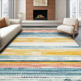 Ultra Soft Area Rug, Non Slip, Stain Resistant, Washable Area Rugs for Living Room, Bedroom, Artistic Multicolor Striped Weave(Yellow)
