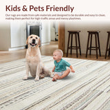Ultra Soft Area Rug, Non Slip, Stain Resistant, Washable Area Rugs for Living Room, Bedroom, Chic Circular Natural Weave(Gray)