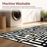 Ultra Soft Area Rug, Non Slip, Stain Resistant, Washable Area Rugs for Living Room, Bedroom, Unique Modernist Pattern Play(Black)
