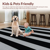 Ultra Soft Area Rug, Non Slip, Stain Resistant, Washable Area Rugs for Living Room, Bedroom, Farmhouse Primitive Jute Kitchen Floor Mat(Black)