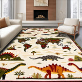 Beige with Fun Dinosaur Motifs and Colorful Global Map(Beige)