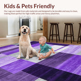Ultra Soft Area Rug, Non Slip, Stain Resistant, Washable Area Rugs for Living Room, Bedroom, Modern Vibrant Abstract Design(Purple)