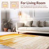 Ultra Soft Area Rug, Non Slip, Stain Resistant, Washable Area Rugs for Living Room, Bedroom, Vibrant Layered Spiral Aesthetics(Gold)