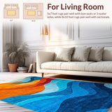 Ultra Soft Area Rug, Non Slip, Stain Resistant, Washable Area Rugs for Living Room, Bedroom, Vibrant Abstract Geometric Theme(Orange)
