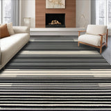 Ultra Soft Area Rug, Non Slip, Stain Resistant, Washable Area Rugs for Living Room, Bedroom, Sleek Black and Bone Stripes(Black)
