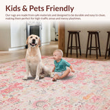 Ultra Soft Area Rug, Non Slip, Stain Resistant, Washable Area Rugs for Living Room, Bedroom, Lush Cozy Textured Geometry(Pink)