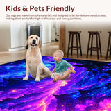 Ultra Soft Area Rug, Non Slip, Stain Resistant, Washable Area Rugs for Living Room, Bedroom, Dynamic Colorful Stellar Patterns(Purple)