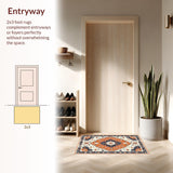 Ultra Soft Area Rug, Non Slip, Stain Resistant, Washable Area Rugs for Living Room, Bedroom, Whimsical Multi-Toned Botanical Pattern(Orange)
