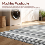 Ultra Soft Area Rug, Non Slip, Stain Resistant, Washable Area Rugs for Living Room, Bedroom, KaHouen Chic Striped Pattern Rug for Front Door and Deck Area(Black)