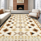 Ultra Soft Area Rug, Non Slip, Stain Resistant, Washable Area Rugs for Living Room, Bedroom, Earth Tone Rug with Elegant Geometric Patterns and Boho Chic Style(Beige)