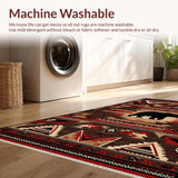 Ultra Soft Area Rug, Non Slip, Stain Resistant, Washable Area Rugs for Living Room, Bedroom, Artful Southwest Color Fusion(Red)