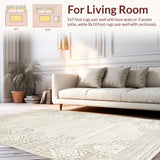 Ultra Soft Area Rug, Non Slip, Stain Resistant, Washable Area Rugs for Living Room, Bedroom, Serene Light Beige Flowing Patterns(Beige)
