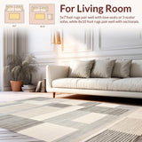 Ultra Soft Area Rug, Non Slip, Stain Resistant, Washable Area Rugs for Living Room, Bedroom, Minimalist Chic Geometric Arrangement(Beige)