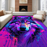 Ultra Soft Area Rug, Non Slip, Stain Resistant, Washable Area Rugs for Living Room, Bedroom, Lively Ethereal Wolf Composition(Purple)