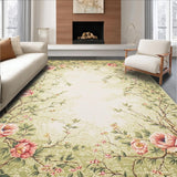 Ultra Soft Area Rug, Non Slip, Stain Resistant, Washable Area Rugs for Living Room, Bedroom, Serene Nature-Inspired Floral Palette(Green)