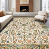 Ultra Soft Area Rug, Non Slip, Stain Resistant, Washable Area Rugs for Living Room, Bedroom, Chic Earthy Toned Botanical Motif(Beige)