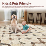 Ultra Soft Area Rug, Non Slip, Stain Resistant, Washable Area Rugs for Living Room, Bedroom, Sophisticated Neutral Area With Transitional Geometric(Beige)