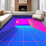 Ultra Soft Area Rug, Non Slip, Stain Resistant, Washable Area Rugs for Living Room, Bedroom, Dynamic Colorful Linear Elements(Blue)