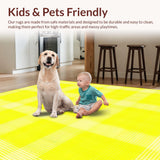 Ultra Soft Area Rug, Non Slip, Stain Resistant, Washable Area Rugs for Living Room, Bedroom, Bright Whimsical Diamond Layout(Yellow)