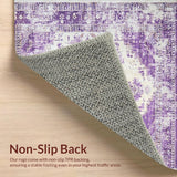 Ultra Soft Area Rug, Non Slip, Stain Resistant, Washable Area Rugs for Living Room, Bedroom, Sophisticated Ivy Medallion Style(Purple)