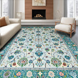 Ultra Soft Area Rug, Non Slip, Stain Resistant, Washable Area Rugs for Living Room, Bedroom, Modern Eclectic Botanical Harmony(Blue)