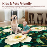 Ultra Soft Area Rug, Non Slip, Stain Resistant, Washable Area Rugs for Living Room, Bedroom, Eclectic Nature-Inspired Visuals(White)