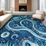 Ultra Soft Area Rug, Non Slip, Stain Resistant, Washable Area Rugs for Living Room, Bedroom, Whimsical Kraken Tentacle Design Area Rug for Vibrant Home Decor(Blue)