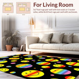 Ultra Soft Area Rug, Non Slip, Stain Resistant, Washable Area Rugs for Living Room, Bedroom, Lively Multicolored Geometric Display(Yellow)