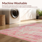 Ultra Soft Area Rug, Non Slip, Stain Resistant, Washable Area Rugs for Living Room, Bedroom, Playful Whimsical Diamond Design(Pink)