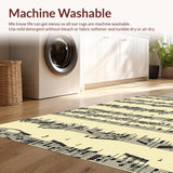 Ultra Soft Area Rug, Non Slip, Stain Resistant, Washable Area Rugs for Living Room, Bedroom, Sophisticated Vintage Soundwave Imagery(Black)