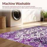 Ultra Soft Area Rug, Non Slip, Stain Resistant, Washable Area Rugs for Living Room, Bedroom, Cozy Earth Tone Vintage Print(Purple)