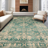 Ultra Soft Area Rug, Non Slip, Stain Resistant, Washable Area Rugs for Living Room, Bedroom, Rustic Geometric Soft Textures(Green)