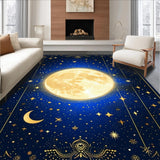 Ultra Soft Area Rug, Non Slip, Stain Resistant, Washable Area Rugs for Living Room, Bedroom, Whimsical Starry Night Motif(Blue)