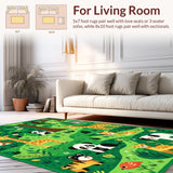 Ultra Soft Area Rug, Non Slip, Stain Resistant, Washable Area Rugs for Living Room, Bedroom, Fun and Quirky Zoo Inspired Style(Green)