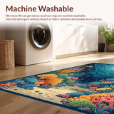 Ultra Soft Area Rug, Non Slip, Stain Resistant, Washable Area Rugs for Living Room, Bedroom, Sea World ABC Play Carpet: Ocean Animal Alphabet Learning Rug(Blue)