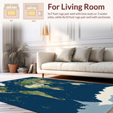Ultra Soft Area Rug, Non Slip, Stain Resistant, Washable Area Rugs for Living Room, Bedroom, Vibrant Space-Inspired Circular Artwork(Blue)